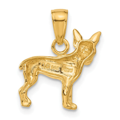 14K Gelbgold Chihuahua-Hund-Anhänger