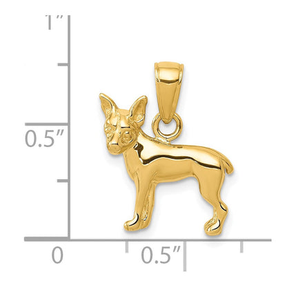 14K Gelbgold Chihuahua-Hund-Anhänger