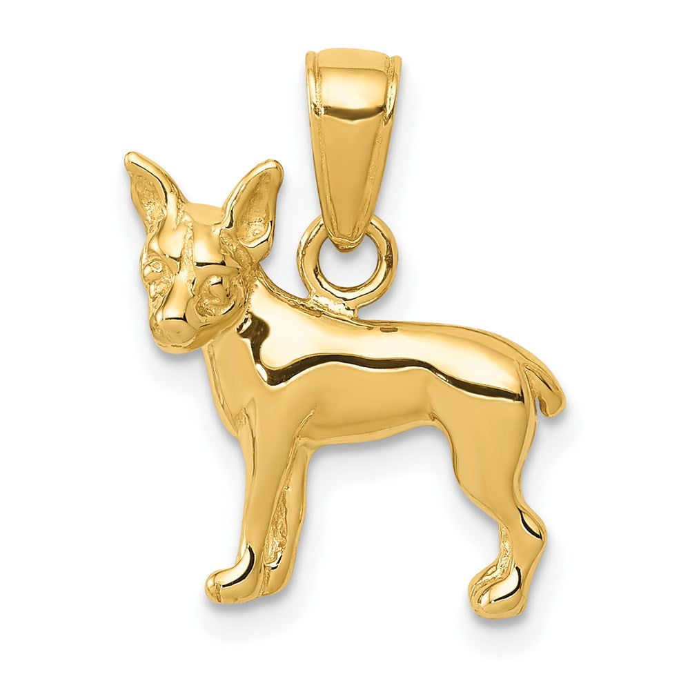 14K Gelbgold Chihuahua-Hund-Anhänger