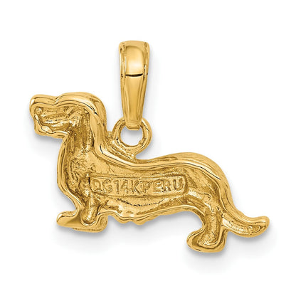 14K Gelbgold Anhänger Langhaardackel-Hund