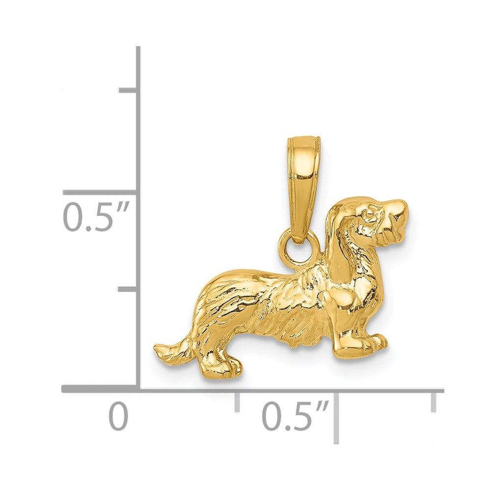 14K Gelbgold Anhänger Langhaardackel-Hund
