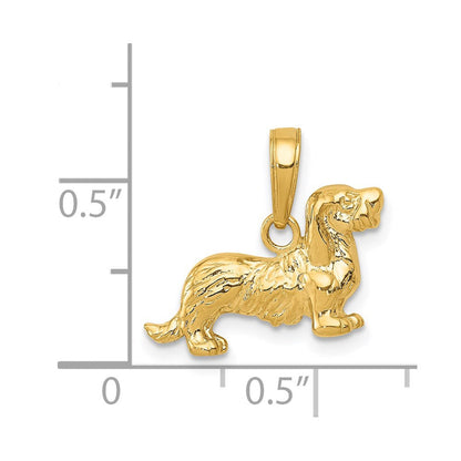 14K Gelbgold Anhänger Langhaardackel-Hund