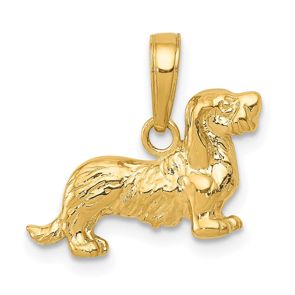 14K Gelbgold Anhänger Langhaardackel-Hund