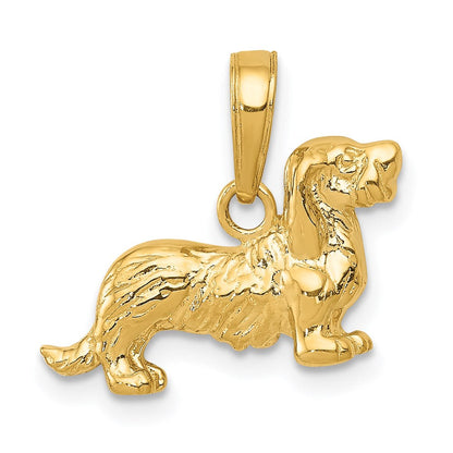 14K Gelbgold Anhänger Langhaardackel-Hund