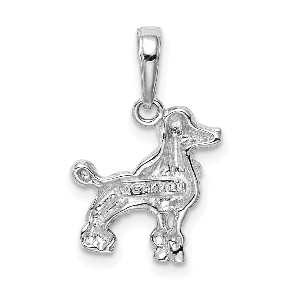 14K Weißgold Poodle Hund Anhänger