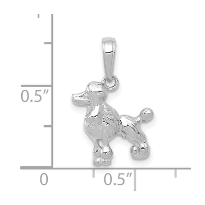 14K Weißgold Poodle Hund Anhänger