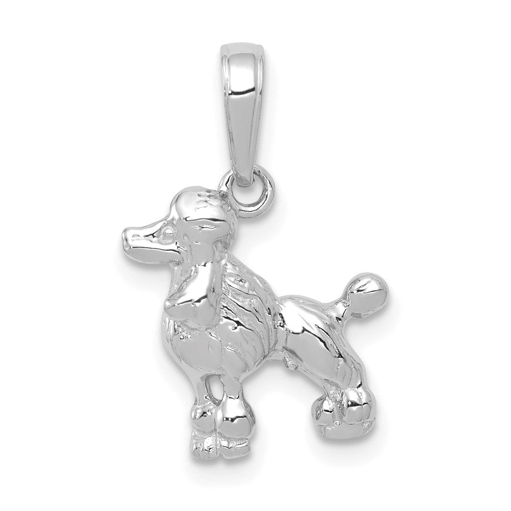 14K Weißgold Poodle Hund Anhänger