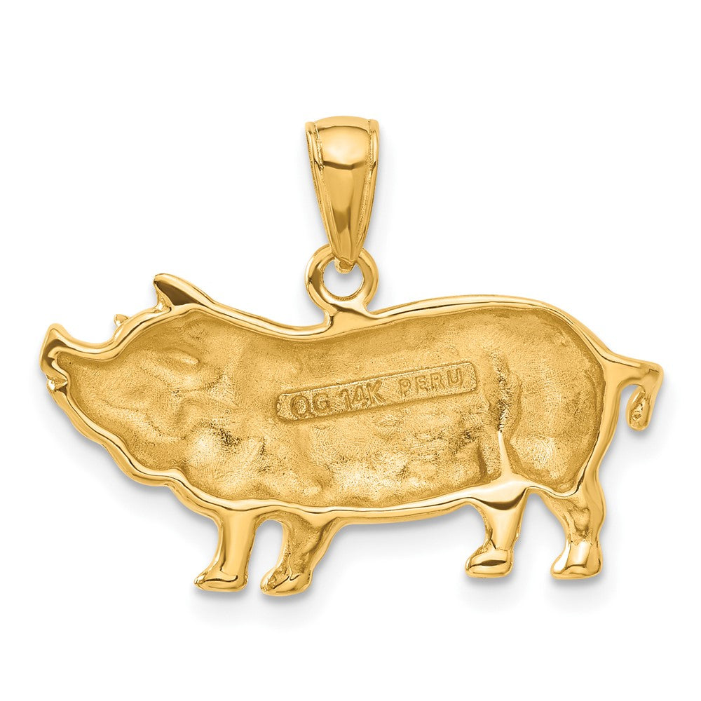 14K Gelbgold Ferkel-Anhänger (Pot Belly Pig)** Falls eine reine deutsche Bezeichnung bevorzugt wird: **14K Gelbgold Anhänger „Dickbauchschwein“