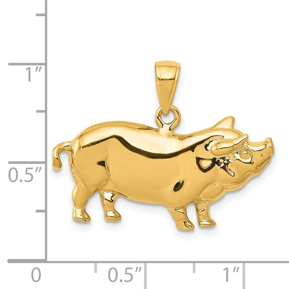 14K Gelbgold Ferkel-Anhänger (Pot Belly Pig)** Falls eine reine deutsche Bezeichnung bevorzugt wird: **14K Gelbgold Anhänger „Dickbauchschwein“