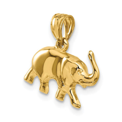 14K Gelbgold 3-d Elefant Anhänger
