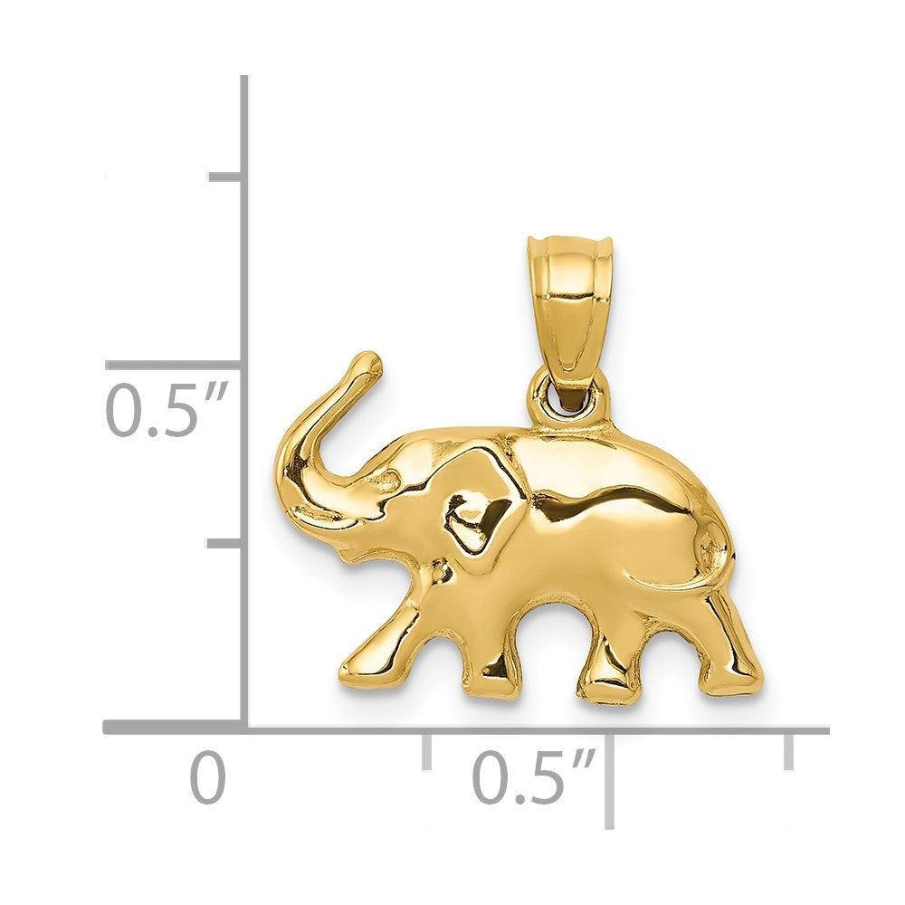 14K Gelbgold 3-d Elefant Anhänger