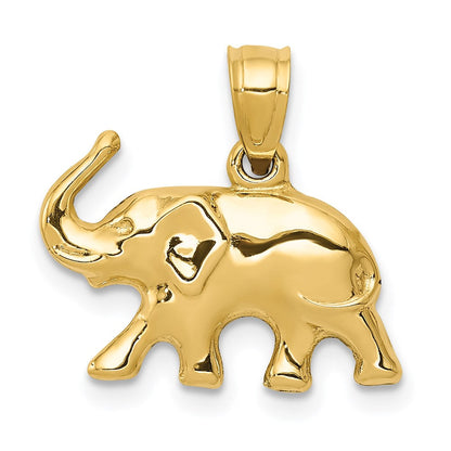 14K Gelbgold 3-d Elefant Anhänger