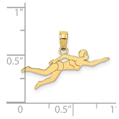 14K Gelbgold Female Swimmer Charm