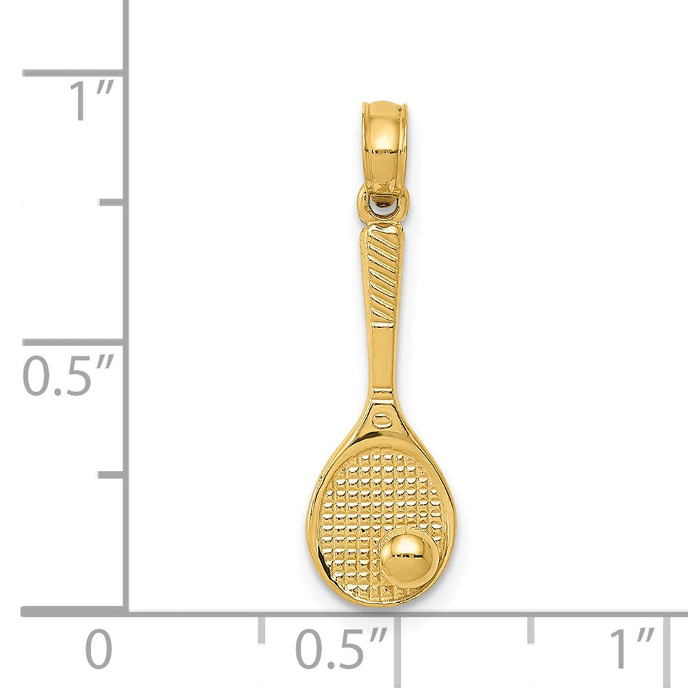 14K Gelbgold Tennis Schläger und Kugel Charm