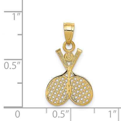 14K Gelbgold Doppelt Tennis Schläger Charm