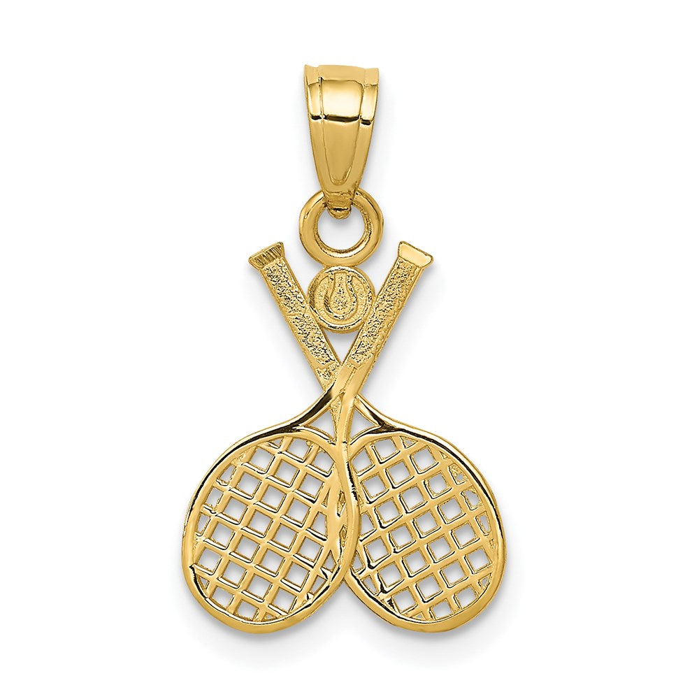 14K Gelbgold Doppelt Tennis Schläger Charm
