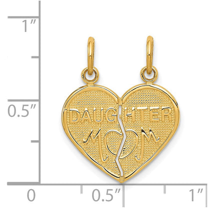 14K Gelbgold MUTTER-TOCHTER Trennbarer Charm