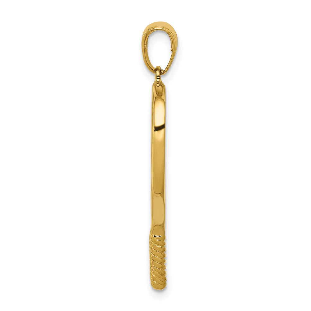 14K Gelbgold Massiver Polierter 3-D Tennisschläger-Anhänger