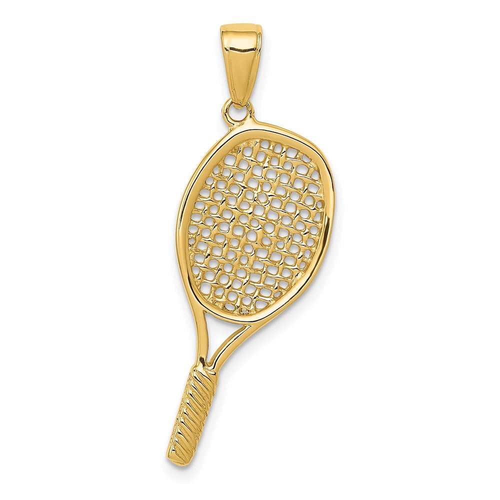 14K Gelbgold Massiver Polierter 3-D Tennisschläger-Anhänger