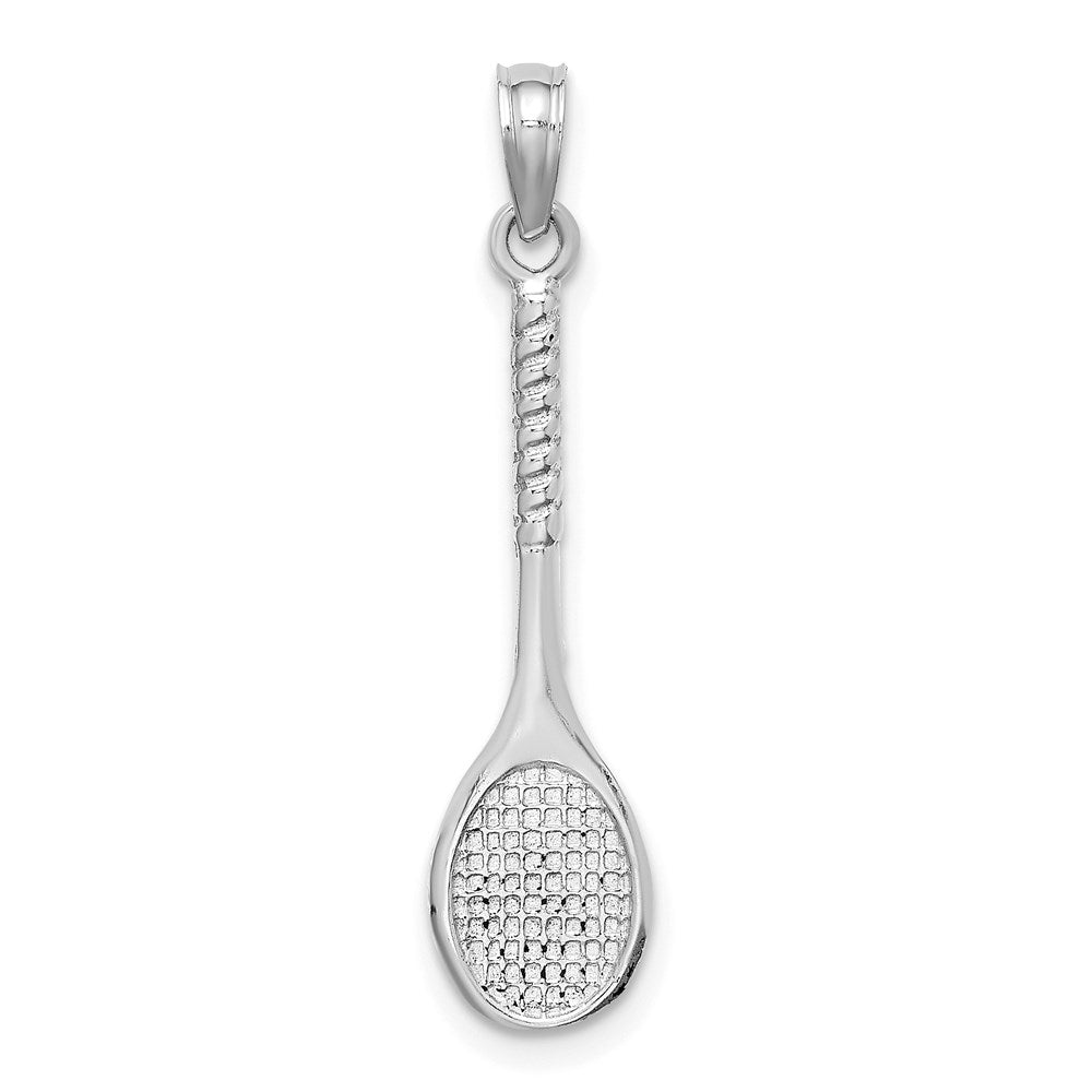 14K Weißgold 3-d Tennis Schläger Anhänger
