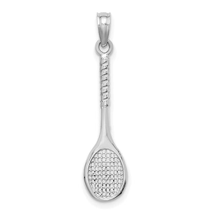 14K Weißgold 3-d Tennis Schläger Anhänger