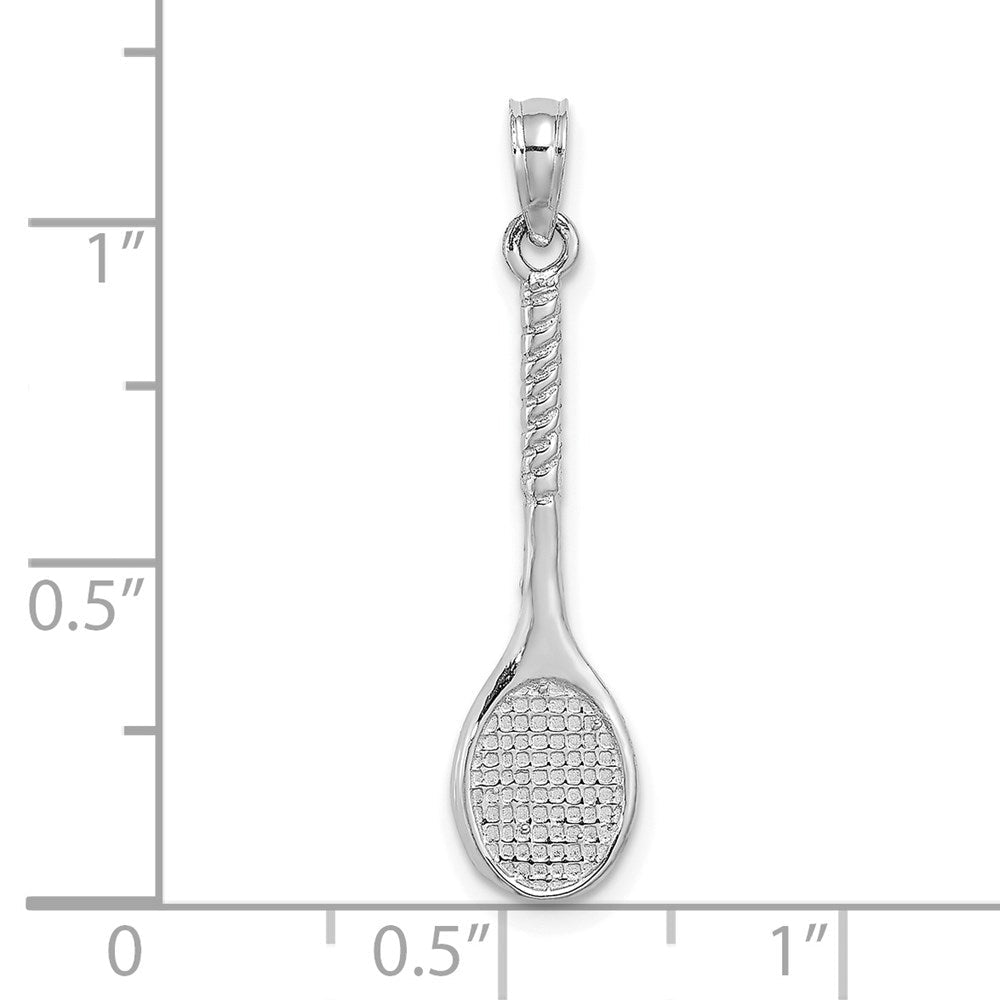 14K Weißgold 3-d Tennis Schläger Anhänger