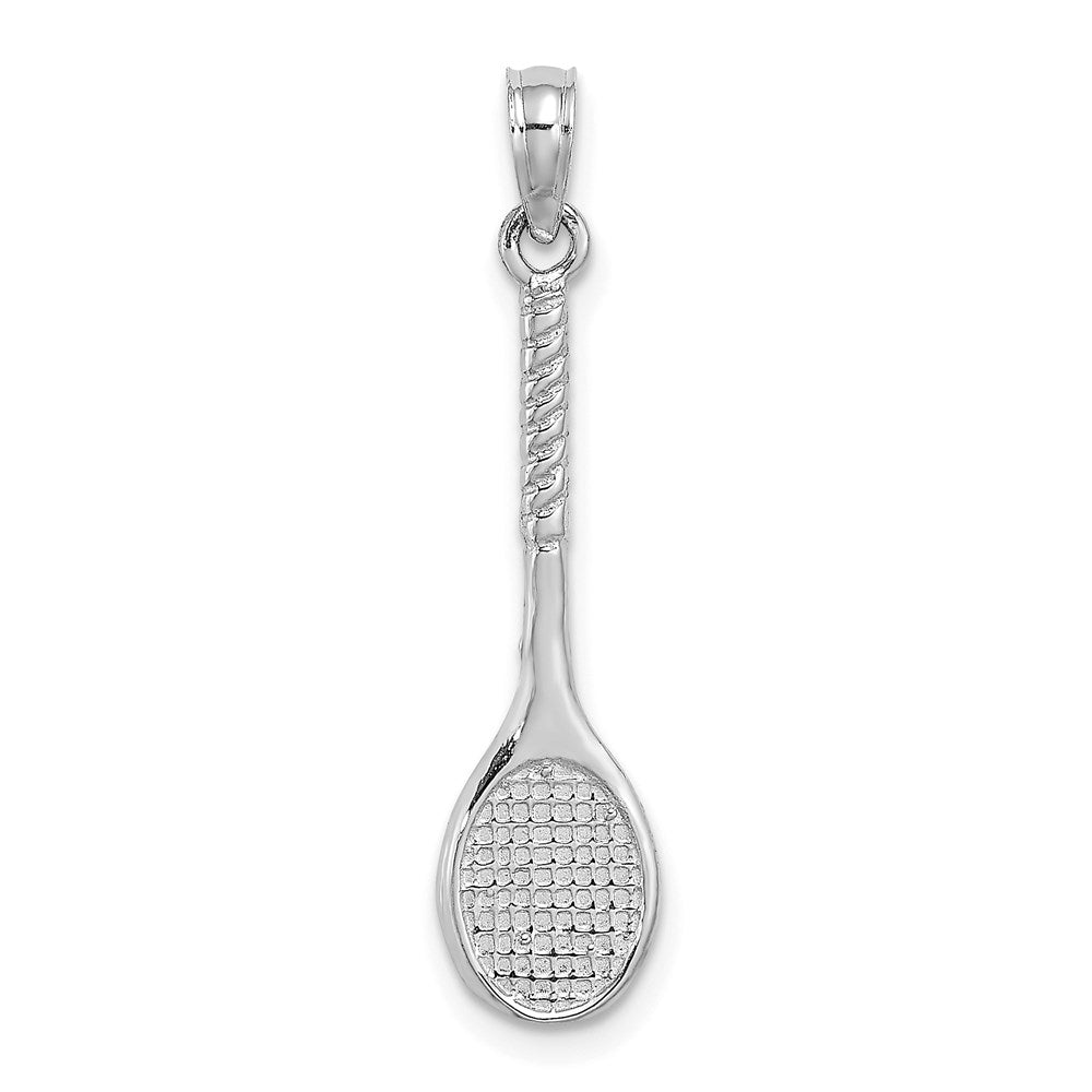 14K Weißgold 3-d Tennis Schläger Anhänger