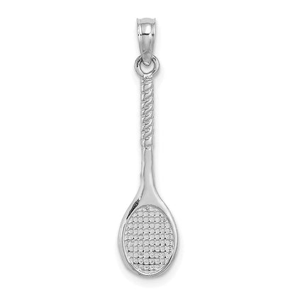 14K Weißgold 3-d Tennis Schläger Anhänger