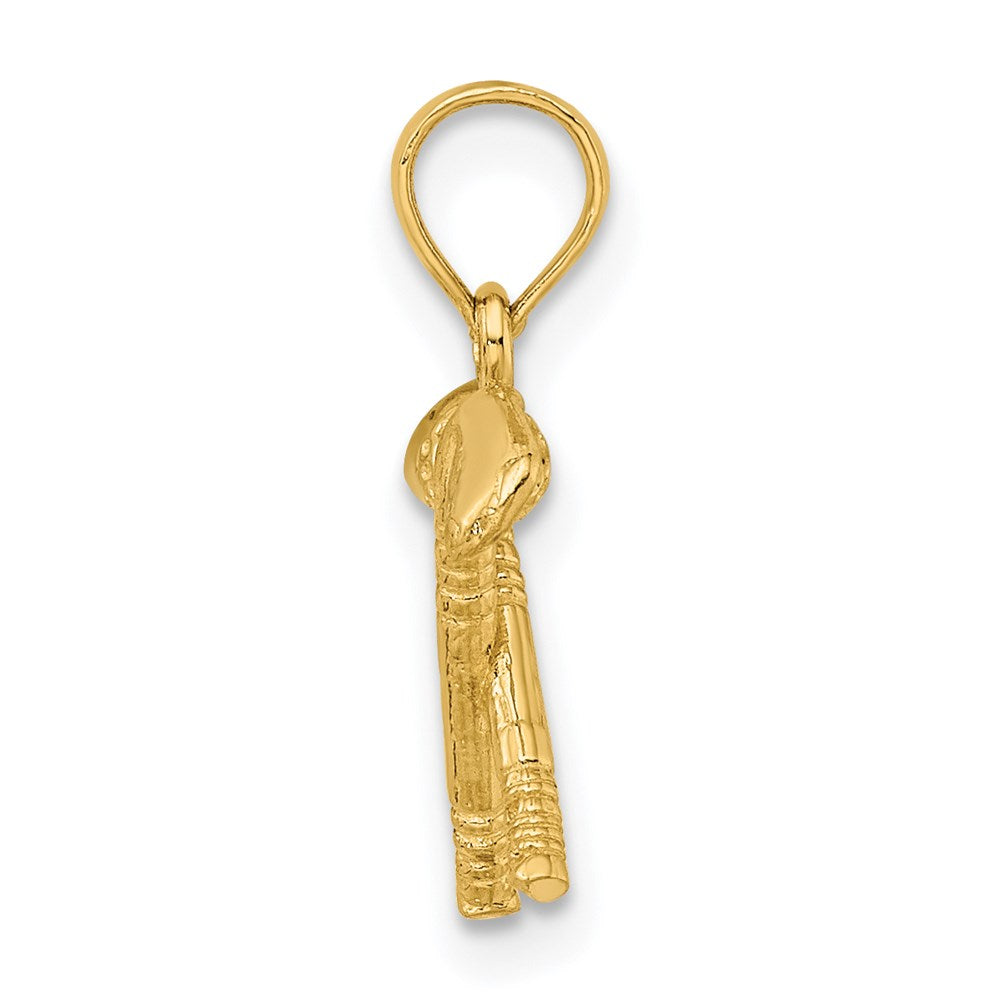 14K Gelbgold 3-d Golf Clubs mit Kugel Charm