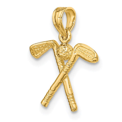 14K Gelbgold 3-d Golf Clubs mit Kugel Charm