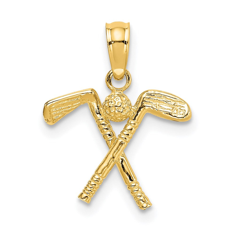 14K Gelbgold 3-d Golf Clubs mit Kugel Charm