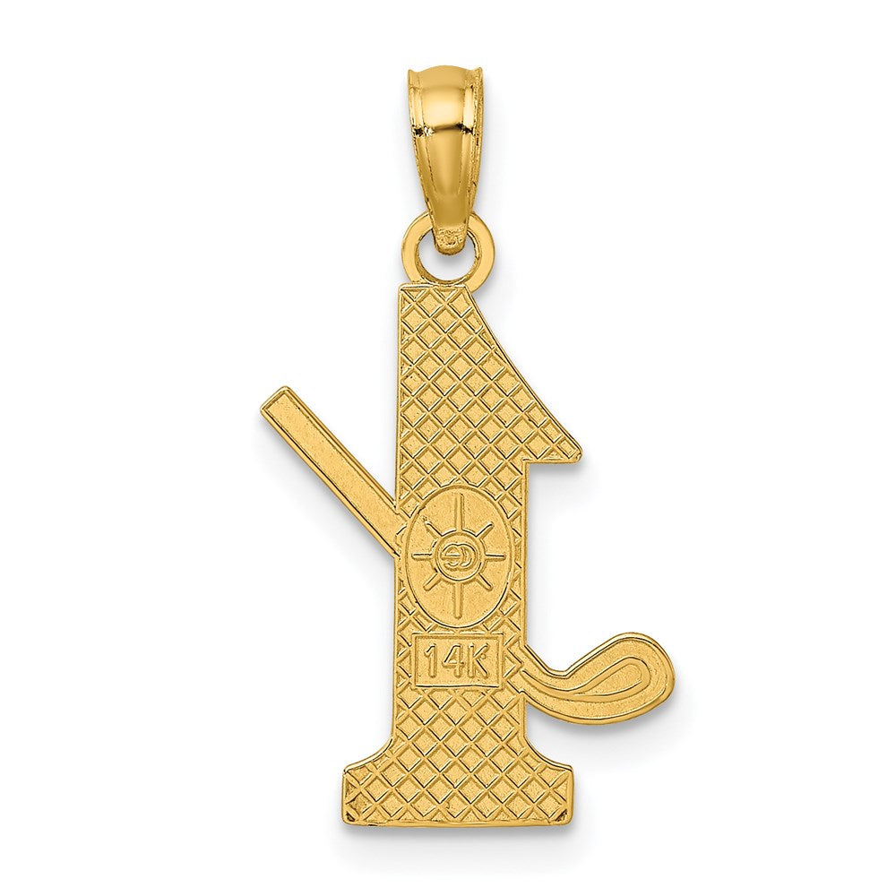 14K Gelbgold Golf Club und Kugel auf #1 Charm