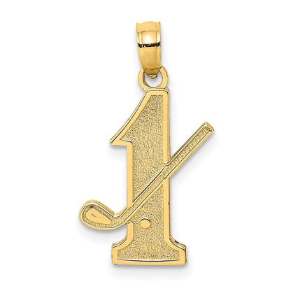 14K Gelbgold Golf Club und Kugel auf #1 Charm