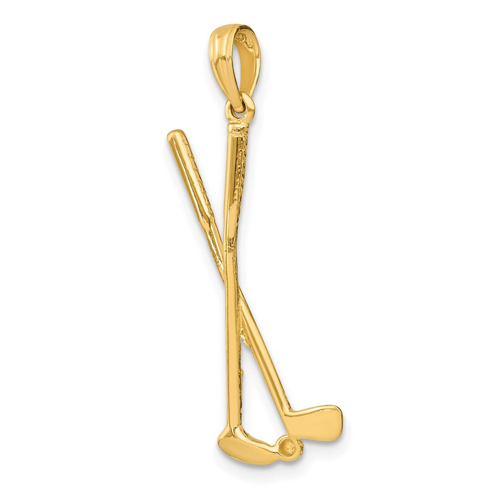 14K Gelbgold 3-d Doppelt Golf Clubs mit Kugel Charm