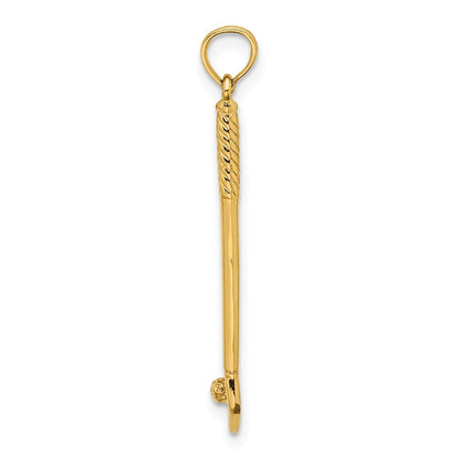 14K Gelbgold 3-d Einfach Golf Club mit Kugel Charm