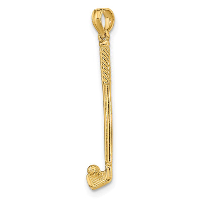 14K Gelbgold 3-d Einfach Golf Club mit Kugel Charm
