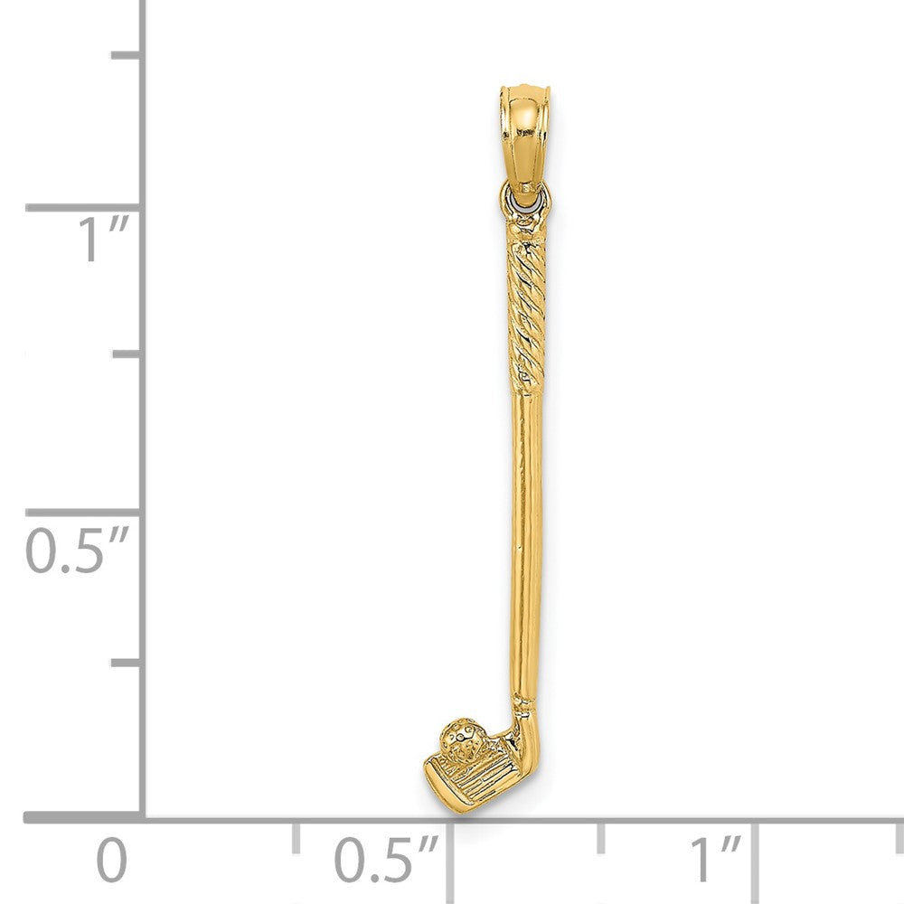 14K Gelbgold 3-d Einfach Golf Club mit Kugel Charm