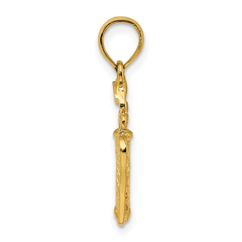 14K Gelbgold 3-D-Golfer im Schwung-Charm