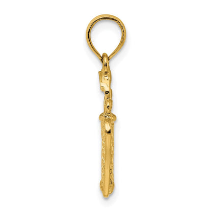 14K Gelbgold 3-D-Golfer im Schwung-Charm