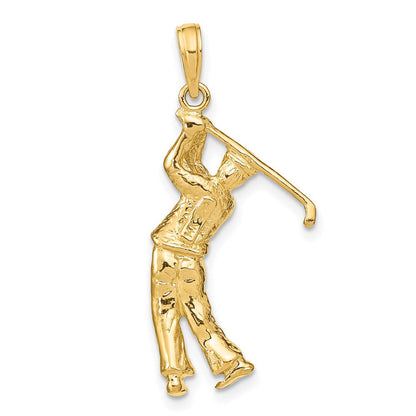 14K Gelbgold 3-D-Golfer im Schwung-Charm