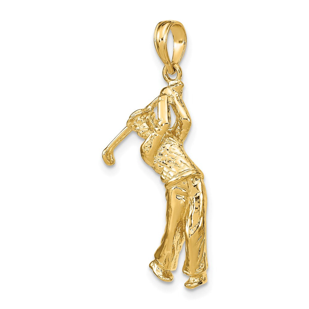 14K Gelbgold 3-D-Golfer im Schwung-Charm