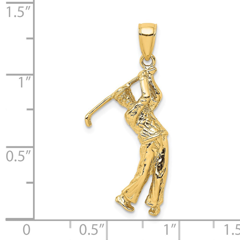 14K Gelbgold 3-D-Golfer im Schwung-Charm