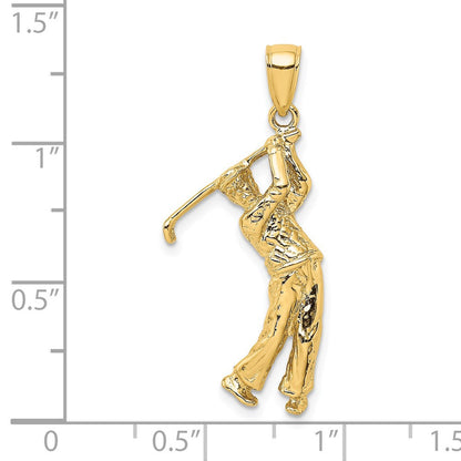 14K Gelbgold 3-D-Golfer im Schwung-Charm