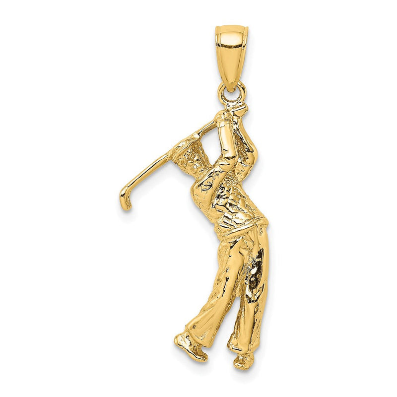 14K Gelbgold 3-D-Golfer im Schwung-Charm