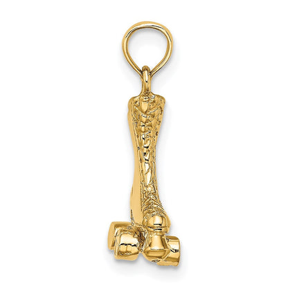 14K Gelbgold 3-D Rollschuh-Charm