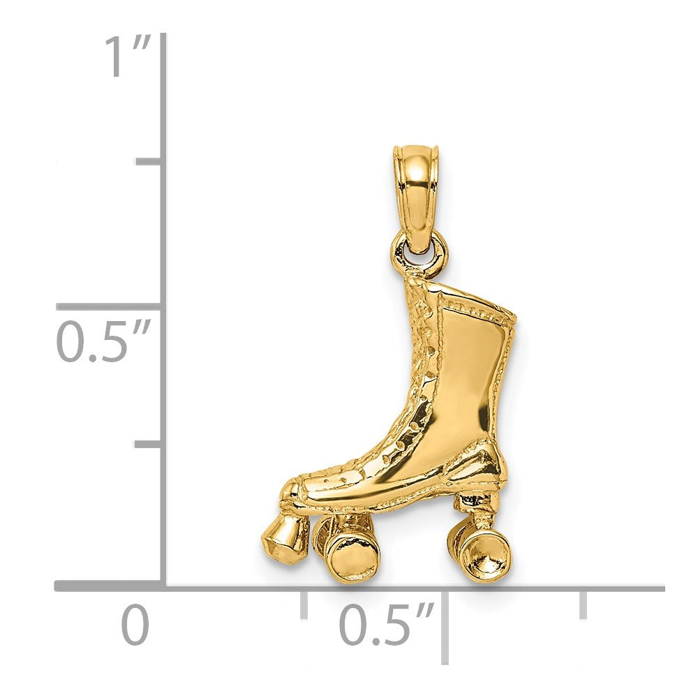 14K Gelbgold 3-D Rollschuh-Charm