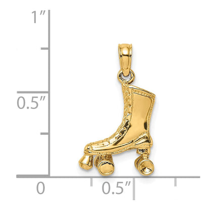 14K Gelbgold 3-D Rollschuh-Charm