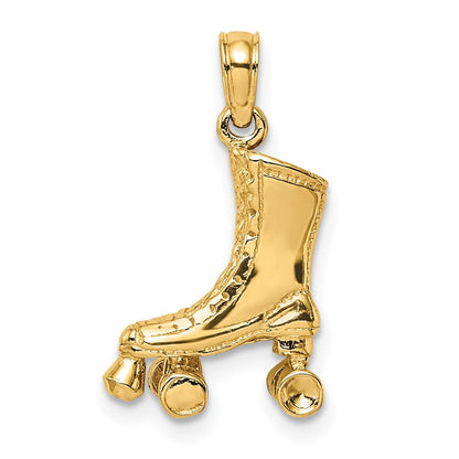 14K Gelbgold 3-D Rollschuh-Charm