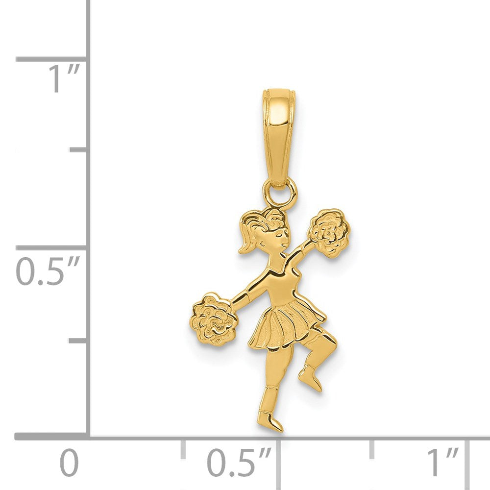 14K Gelbgold Cheerleader mit Pom-poms Anhänger