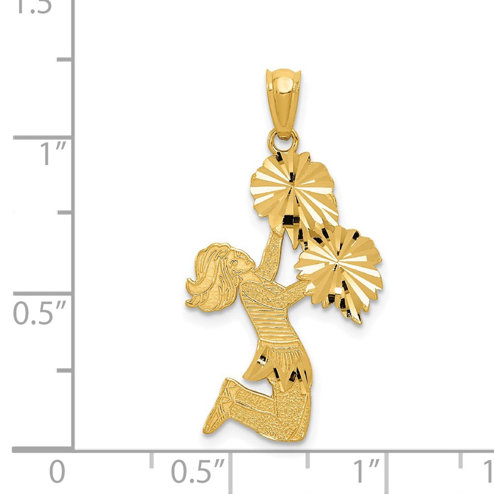 14K Gelbgold Diamantiert Cheerleader Charm